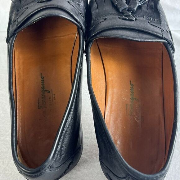 Salvatore Ferragamo Studio Shoes Mens 11D Black Leather Tassel Kiltie Loafer main image 6
